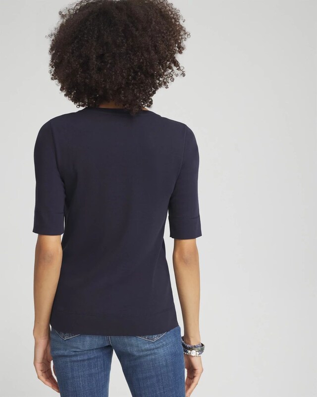 Floral Jewel Neck Tee - image 3